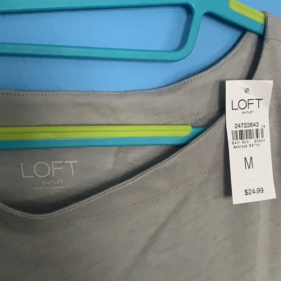 Loft Grey Cotton Boat Neck ¾ Sleeve Shirt - Picture 2 of 5